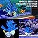 AQC Aquarium Decor, Coral Aquarium Decorations Artificial Plant Ornament 6 x 5.5 x 4″ Fish Tank Decorations Fresh Salt Water Realistic Glowing Actinic Lighting Non Toxic Silicone Resin, Bluethumb 1