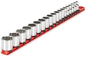 TEKTON 3/8 Inch Drive 12-Point Socket Set with Rail, 19-Piece (6-24 mm) | SHD91112