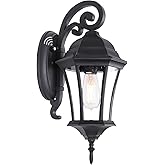 GOALPLUS Dusk to Dawn Wall Light for Porch, Black Exterior Door Wall Lantern with Photocell Sensor, Large Outside Wall Sconce