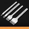 WUTA 2nd Generation Leather Hole Punch Tool Silver Pricking Iron Hole Punche Prong Tooth Lacing Diamond Stitching Chisel Set for DIY Leather Craft Kits (3mm 1/2/4/6)
