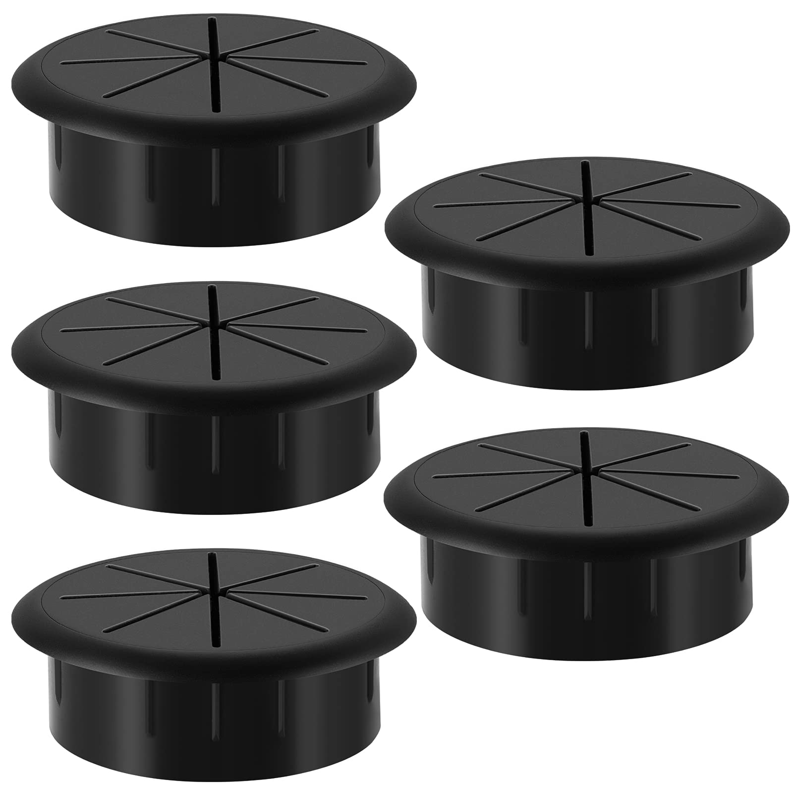 HYCC 60MM Flexible Desk Grommet - Color Black - 5 Pack