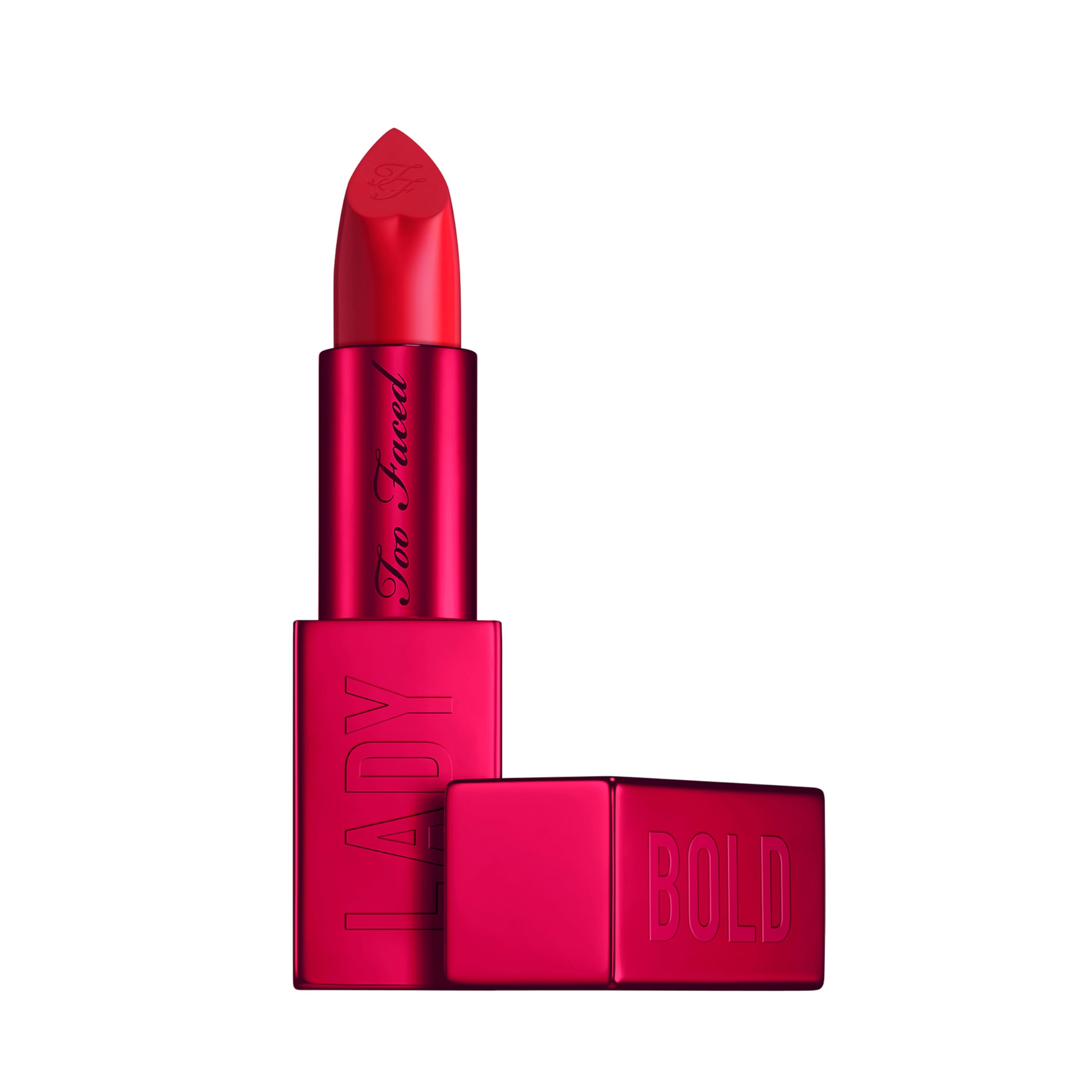 Too Faced Lady Bold Cream Lipstick | Creamy, High-Impact Color, Lightweight, Vegan + Cruelty Free, 0.11 Ounce, Lady Bold
