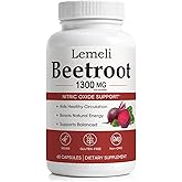 Kunnozz Lemeli Beetroot Capsules, 1300 mg Beet Root Powder Blend Per Serving, Supports Healthy Blood Flow &amp; Energy, Vegan Non-GMO Gluten Free, 60 Capsules