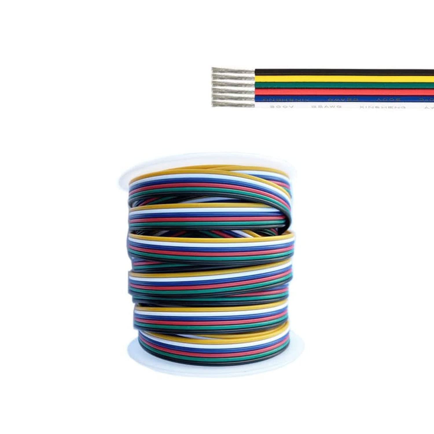 22AWG CABLE 6-PIN for RGBW + CCT LED Strip/Strip Extension wire LED RGBW CCT Strip 20metrs