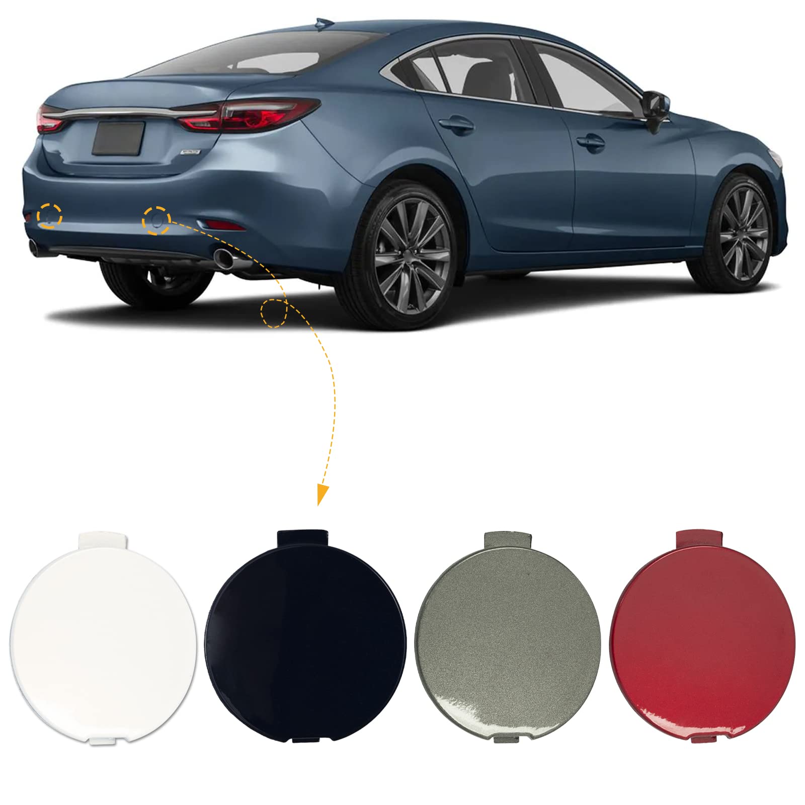Photo 1 of CZShiYue Rear Bumper Tow Hook Cover Towing Eye Cap Fit for Mazda 6 Atenza 2018-2021 GSH7-50-EL1-BB GSH7-50-EK1-BB (Unpainted, right passenger side) Xinpinsai