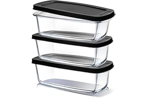 EATEX Glass Bread Pans for Homemade Bread Baking, 1.9 Qt Deep Glass Food Storage Containers with Lids Glass, 3 Glass Bread Loaf Pans 3 Airtight Lids