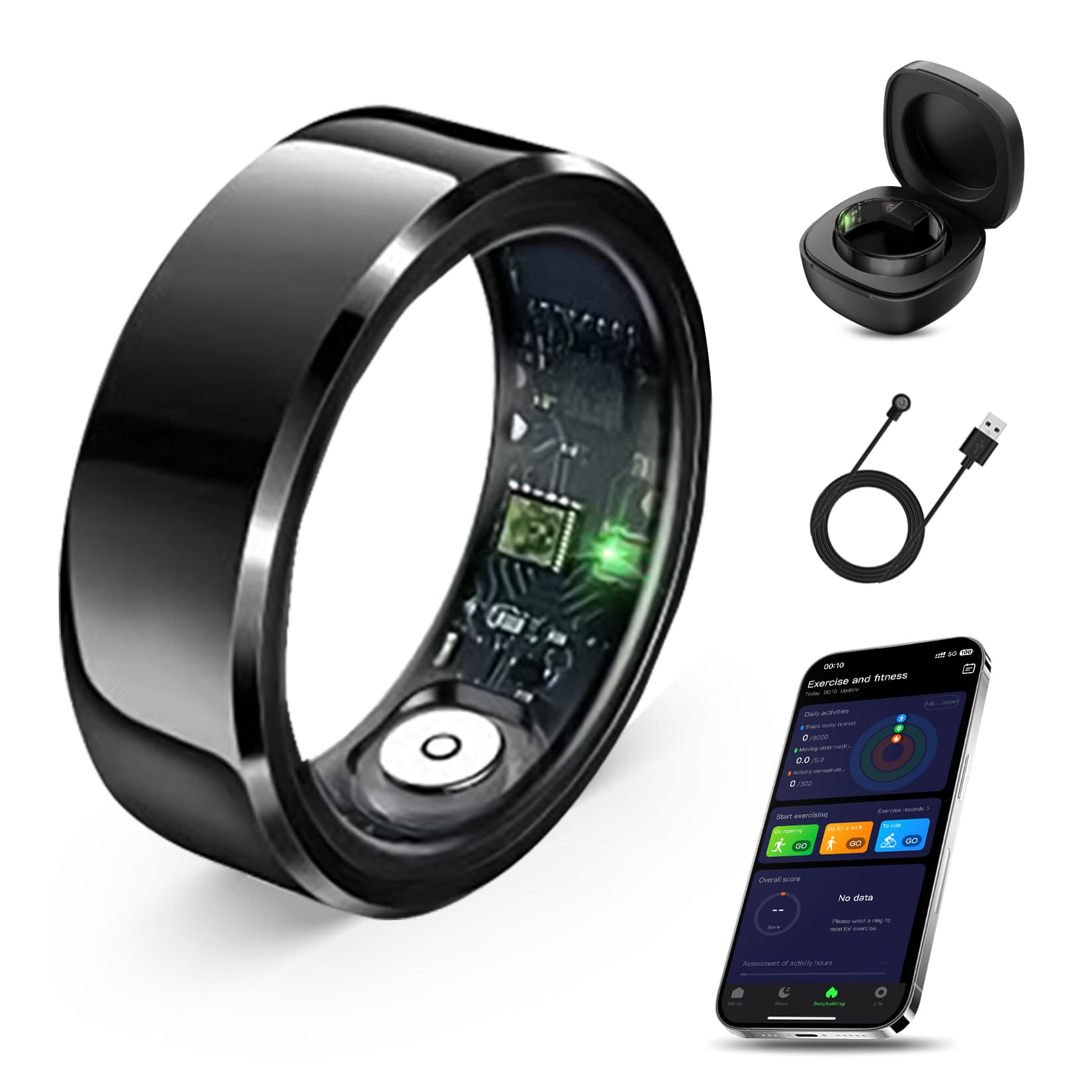 Photo 1 of CHAMPOWER Smart Ring, Sleep Tracking Wearable, Heart Rate, Fitness Tracker, for Men/Women, Black, Size 13