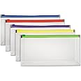 Pendaflex Poly Zip Check Envelope, Zipper Closure, 10.13 x 5.13, Assorted Colors, 5/Pack