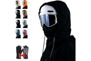 noclerv Waterproof Fleece-Lined Hood W/Drawstr, Windproof Ski Mask, 3-in-1 Winter Full Cover Hat, Keep Head Warm