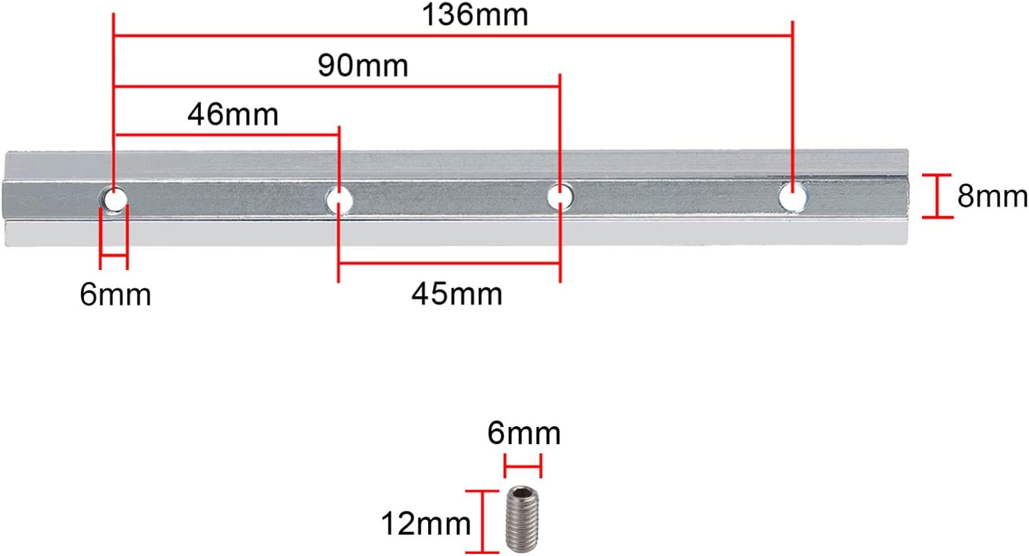 EYPINS 20 Pcs Aluminium Extrusion 4040 Line Straight Connectors 180mm Joint Inside Connector M6 T-Slot 8mm Flat Plate Bracket 4 Holes with Screws - Image 5
