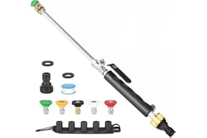 RUIRGO Jetnozzle High pressure hose nozzle for garden hose,7-in-1 Hydro jet nozzle High Pressure Power Washer wand, nozzles watering sprayer cleaning tool, Pressure washer hose attachment (black) (black 1)
