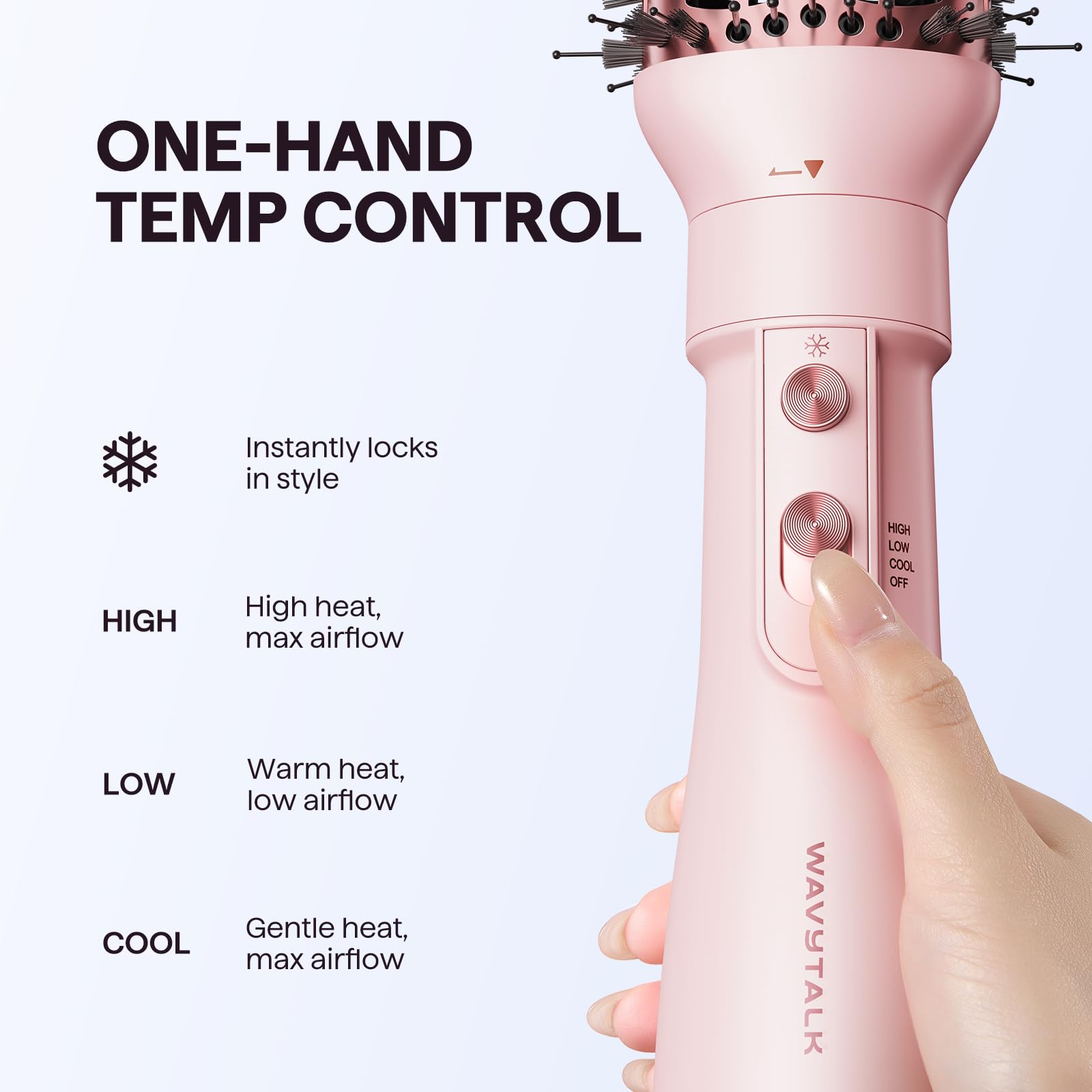 Blow Dryer Brush Set, Wavytalk Air Sculpt 5-in-1 Hot Air Brush Set, Multi Hair Styler for Salon Blowouts, Smooth Curls, Volumizing and Straightening, Sleek and Less Frizz, Pink
