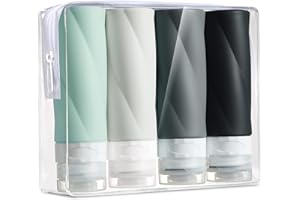 Gemice Travel Bottles for Toiletries, 3oz Tsa Approved Travel Size Containers BPA Free Leak Proof Travel Tubes Refillable Liquid Travel Accessories with Clear Toiletry Bag (4 Pack)