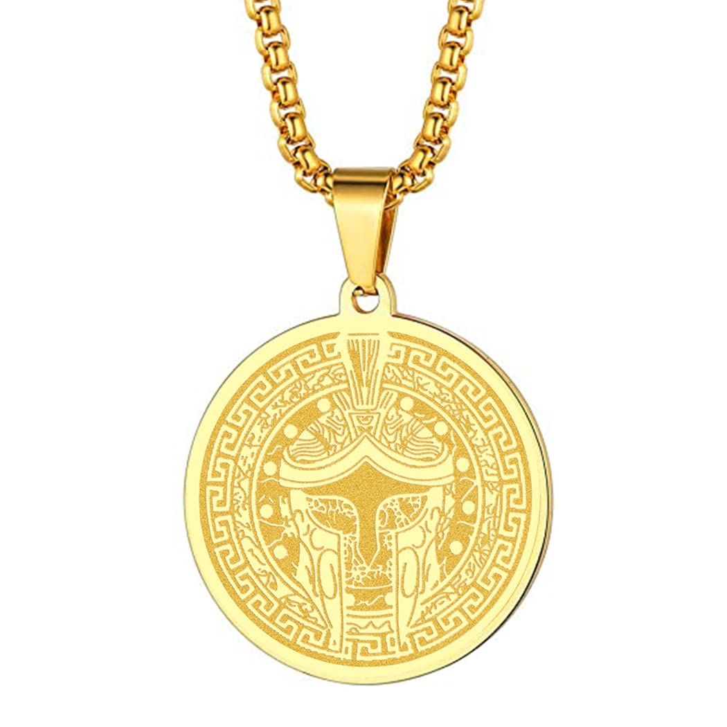 chengxun Symbol of the Ancient Greek God of War - Ares Necklace for Men Women Greek War Memorial Charm Pendant Neck Chain Amulet Talisman Jewelry Gift (216G)