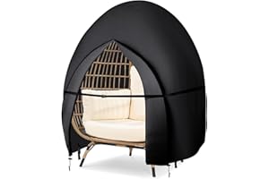 Bicherub Patio Hanging Egg Chair Cover Double Egg Chair Covers Waterproof for Outdoor Pod Swing Loveseat Egg Chair- 91 X 87 Inches, Black