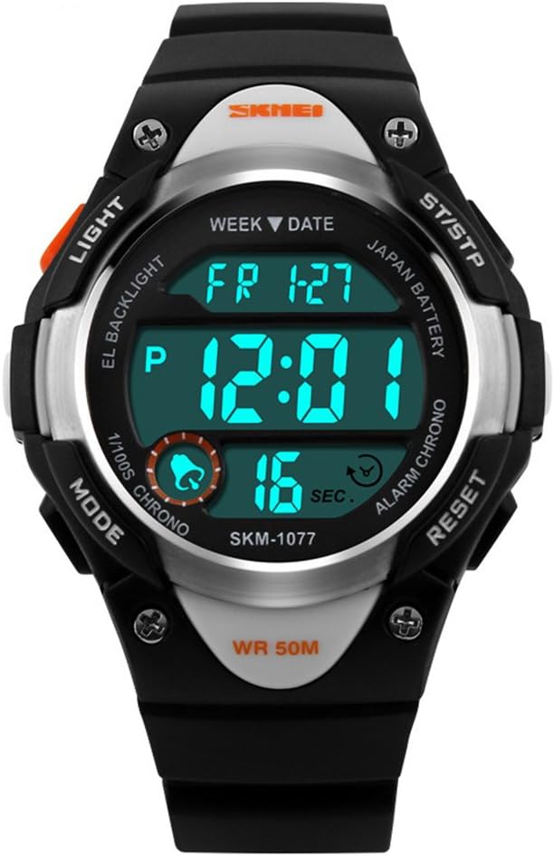 SKMEI Girls Kids Outdoor Sport Alarm Digital Waterproof Multifunction Electronic Watche Unusual Analog Quartz Dual Time Zone Waterproof PU Resin Band Watch with Chronograph Classic Design for Children