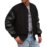 REED EST. 1950 Men’s Premium Varsity Jacket – Made in USA Wool Body with Leather Sleeves, Relaxed Fit, Quilted Lining