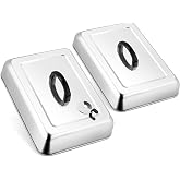 Leonyo 13x9IN Stainless Steel Griddle Basting Cover Dome With Vent, 2 Pack | Commercial Heavy Duty Metal Rectangular Cheese Melting Dome For Griddle, BBQ Food Steamer Cover Lid For Flat Top Grill