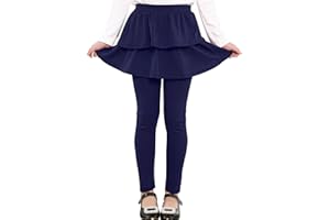 Auranso Girls School Uniform Pants Kids Clothes Ruffle Tutu Leggings with Skirt 2-14 Years
