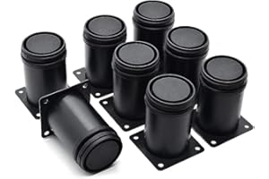 Masendelk 3 Inch Metal Furniture Legs Stainless Steel Adjustable Legs Black Metal Legs Round Cabinet Legs for Coffee Table Cabinet Desk Sofa Shelves, Pack of 8