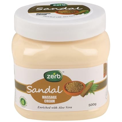 Zerb Sandal Facial and Body Massage Cream for Softer Smoother Younger Looking Skin - 500 g