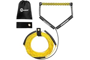 MUMUBOAT Dyneema Wakeboard Rope 75ft, No Stretch Wakeboard Rope and Handle Water Ski Rope for Watersports, 4 Sections Floating Wakeboard Tow Rope for Kneeboarding and Wakesurfing
