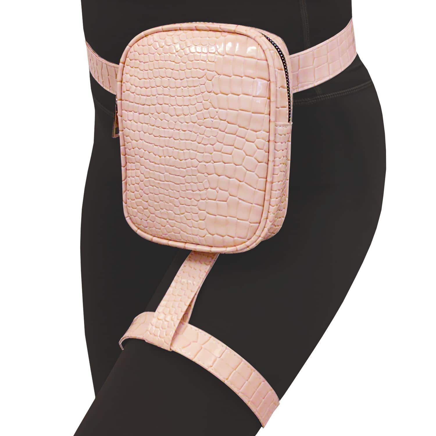 INNTURT Leg Harness Bag - Synthetic Leather Thigh Harness Fanny Pack - Light Pink, S
