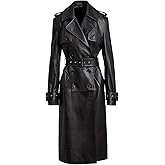 Classic Long Trench Coat - Genuine Leather Full Length Outerwear for Timeless Style