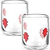 SiliFine Icon Juice Glasses, 14oz Stemless Wine Drinking Juice Glass Cup for Valentine Party Supplies Gift(2 Pcs,Maple Leaf)