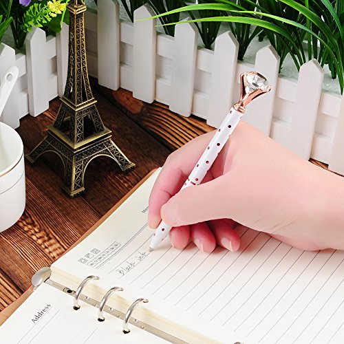 12pcs-Diamond-Ballpoint-Pens-with-Bonus-12pcs-Ballpoint-Pen-Refills-and-1pc-Pen-Bag-Big-Crystal-Rose-Gold-PenBling-Pens-Make-Beautiful-Gifts-for-WomenKidsGirlsCo-Workers-and-Teachers