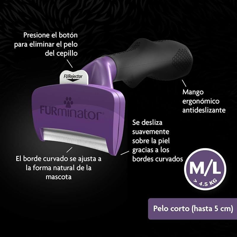 deShedding,Cepillo para Gatos medianos/Grandes de Pelo Corto,M/L