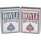 Hoyle RED &amp; Blue Poker Sized 100% Plastic Playing Cards, 2 Deck Set
