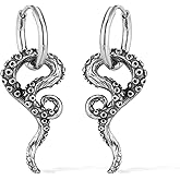 NewHuajiava women's octopus whisker shaped earrings, stainless steel material retro style, personalized and fashionable daily matching style