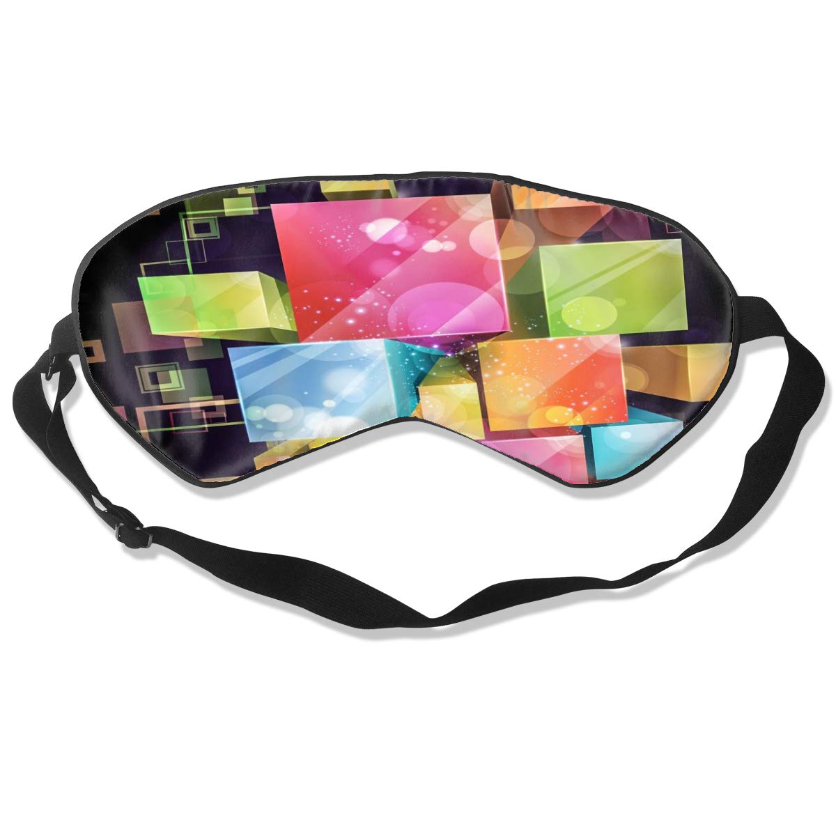 100% Silk Sleep Eye Mask, Geometry Cuboid Night Sleep Mask, Meditation With Adjustable Straps, Blocks Light, Suitable For Sleeping Travel Work Naps