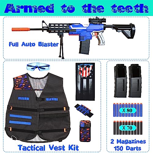 JoyX Tactical Vest Kit For Nerf Wars - Compatible With N-Strike Elite, Includes Vest, Mask, Glasses & 40 Darts