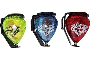 COMETA 3 Pack Diamante Durable Plastic Spin Tops for Kids Metal Tip Made in Mexico - Trompo Mexicano Diamante Plastico Durable & Punta de Metal (Pack of 3 Assorted Colors)