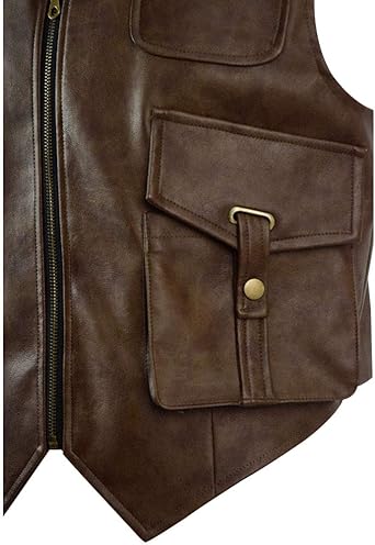 Amazon Com Yanggo Kids Boy Leather Brown Youth Vest Zipper Halloween Costume Cosplay For Child Clothing