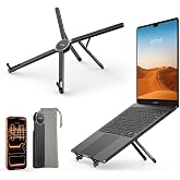 Lamicall Portable Laptop Stand for Desk Travel 0.47in Ultra-Slim Non-Magnet | Foldable Aluminum Laptop Riser, Adjustable Computer Holder for Office Home College fit 10-15.6" MacBook Neo Air HP Dell iPad