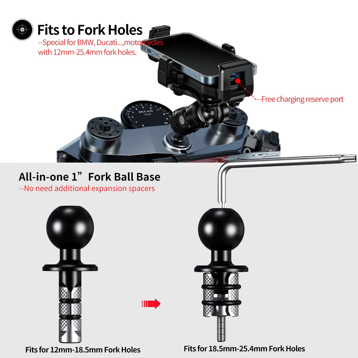 iMESTOU Motorcycle Fork Stem Phone Mount, Anti-Vibration 1