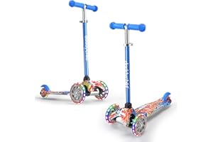 DADDYCHILD 3 Wheel Scooters for Kids, Kick Scooter for Toddlers 3-6 Years Old, Boys and Girls Scooter with Light Up Wheels, Mini Scooter for Children
