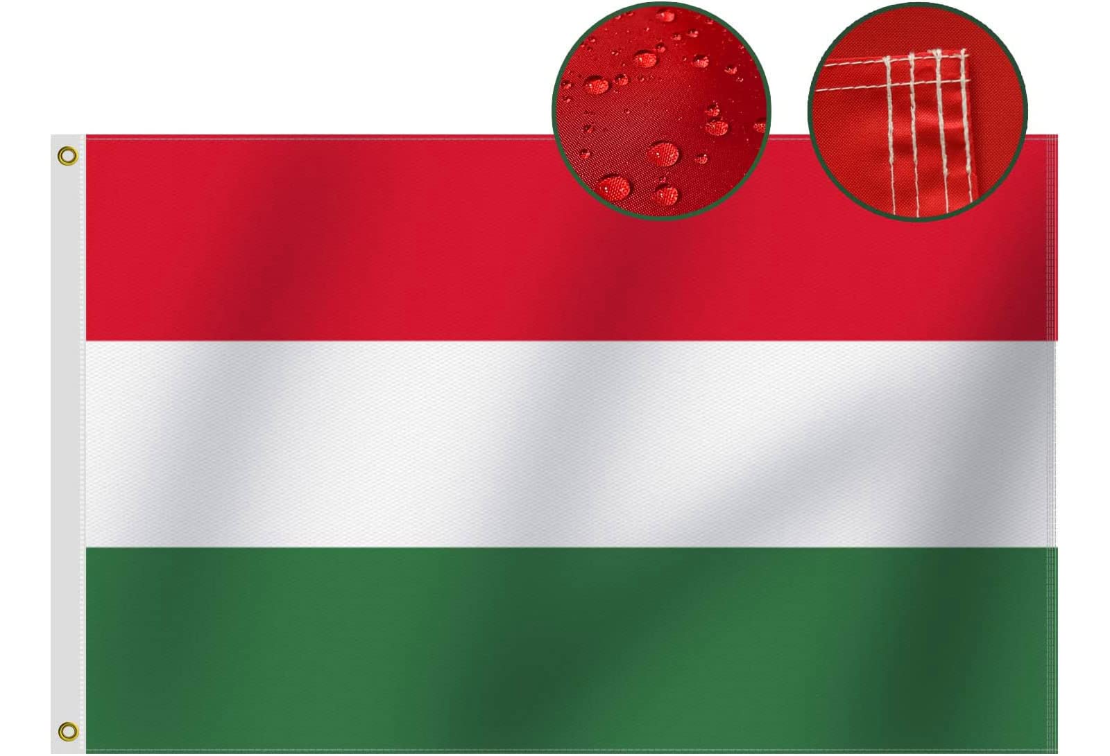 Heavy Duty Hungary Flag 3x5 Ft, Longest Lasting Oxford Nylon 210D | Triple stitching Four Rows Stitching Fly Ends|Hungarian National Flags Decoration Gift Yard House Banner