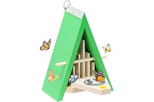 Axiqunel Butterfly House, Wooden Butterfly Feeder Garden Decoration for Outdoors, Wildlife World Natural Butterfly Habitat,Butterfly House Shelter Hotel