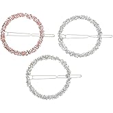 3pcs Rhinestone Bridal Hair Clip,Wedding Metal Hair Pins, Round Circle Hair Clips Bobby Pin Ponytail Holder Hair Accessories for Women