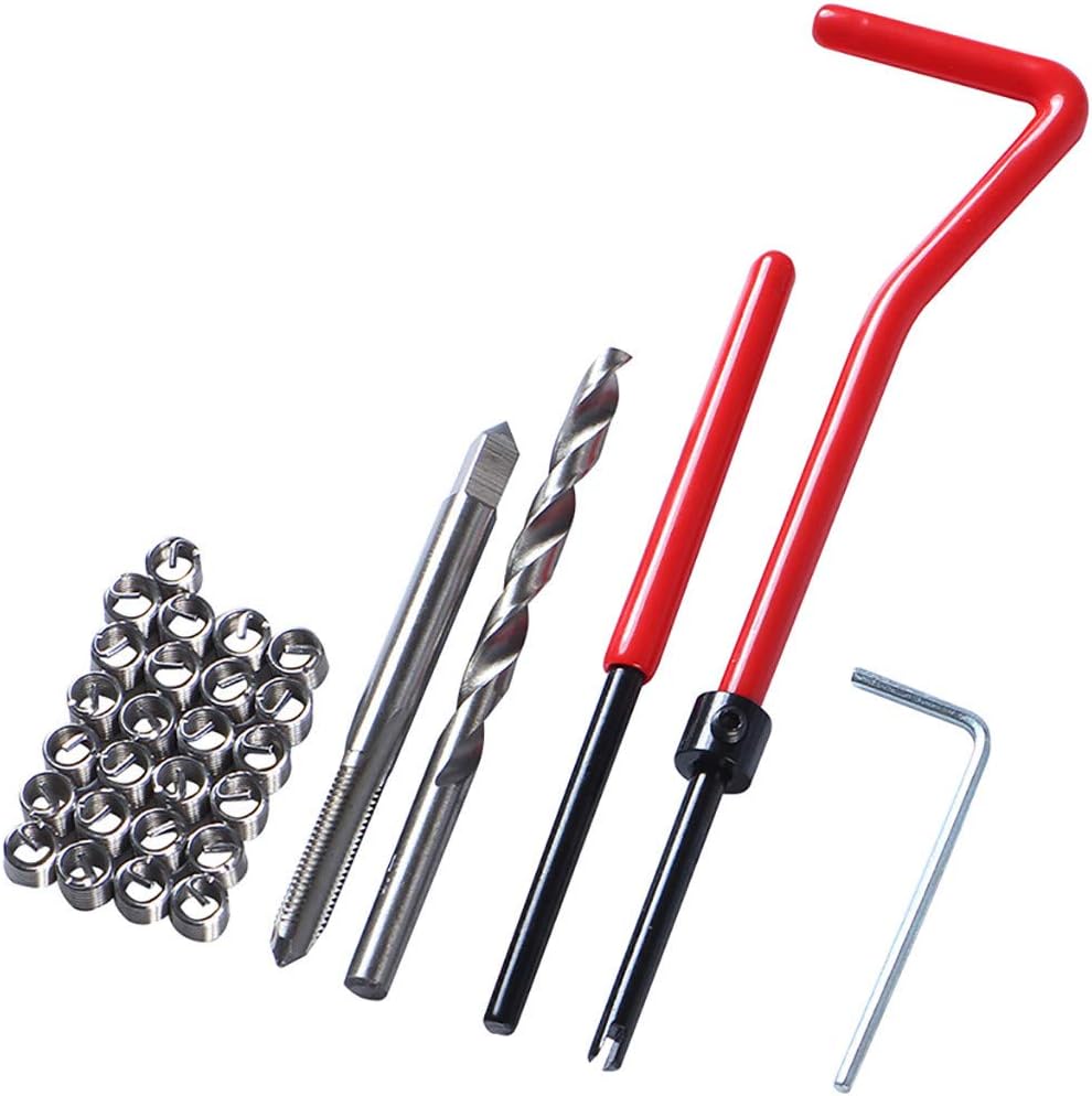 Crylee 30PCS Metric Helical Threaded Insert Kit M5 M6 M8 Helicoil Car Pro Coil Tool, Thread Repair, 304 Stainless Steel (M6)