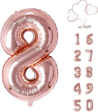 Amazon バルーン 0 9 誕生日 数字 バルーン 風船 ナンバー 90cm 風船 数字バルーン ゴム風船 誕生日 パーティー飾りにローズゴールド 8 風船 バルーン おもちゃ