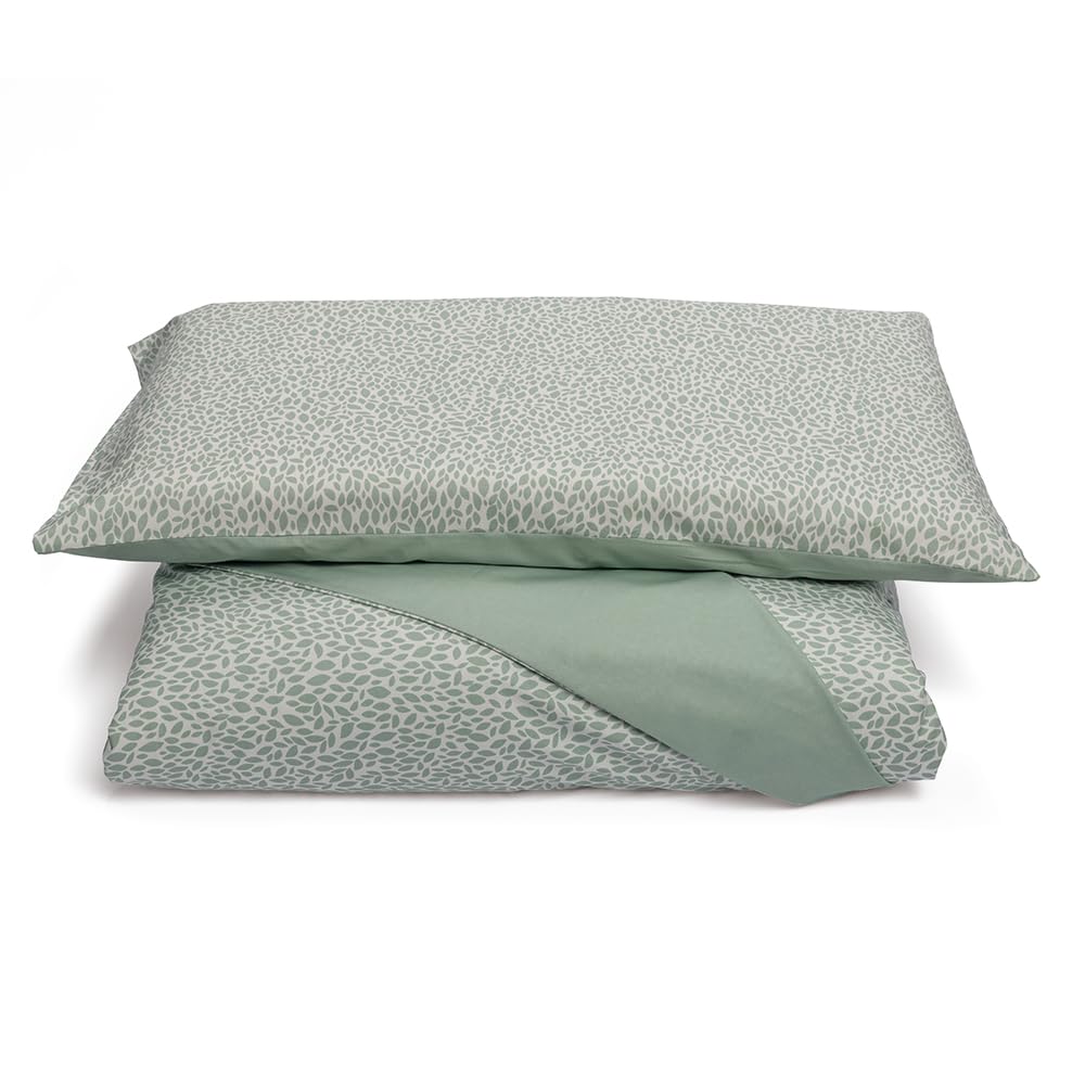 Foppapedretti Notte & Natura Single Bed Duvet Cover with Pillowcase; Petals Sage 100% Cotton, Made in Italy