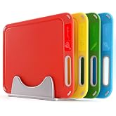 Color Coded Cutting Boards Set of 4 with Holder, BPA-Free | Preventing Cross-Contamination of Different Food Types, Dishwasher Safe