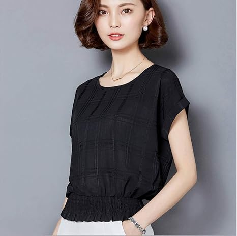 Amazon Co Jp Tシャツ 無地 ポロシャツ レディース半袖 サマーニット トップス カットソー リブ ニットシフォン シャツ レディース ブラウス エレガン形態安定 吸水速乾 襟付き 半袖 シャツ ブラウス レディース ワイシャツ 白 無地 開襟 通勤 通学 就活 Color D Size