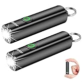 Blukar 2 Pack EDC Rechargeable Keychain Flashlight, 360L Mini Flash Light | 3 Lighting Modes, Memory Function, Waterproof, Compact Pocket Light for Everyday Carry, Emergency, Camping, Outdoor
