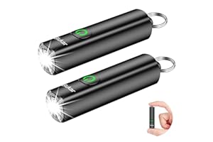 Blukar Mini Flashlight Rechargeable 2 Pack, Small Keychain EDC Flashlights with 3 Modes, IPX6 Waterproof, Memory Function, Co